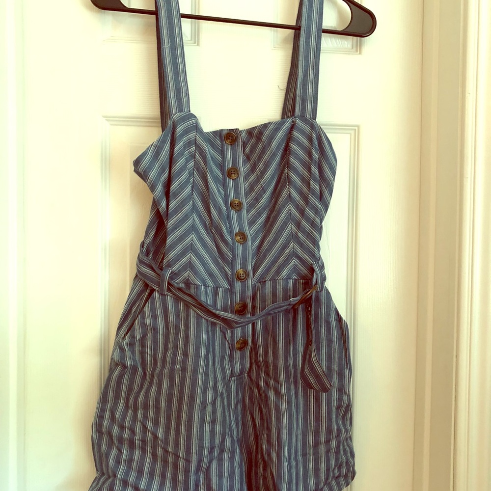 Blue romper with belt